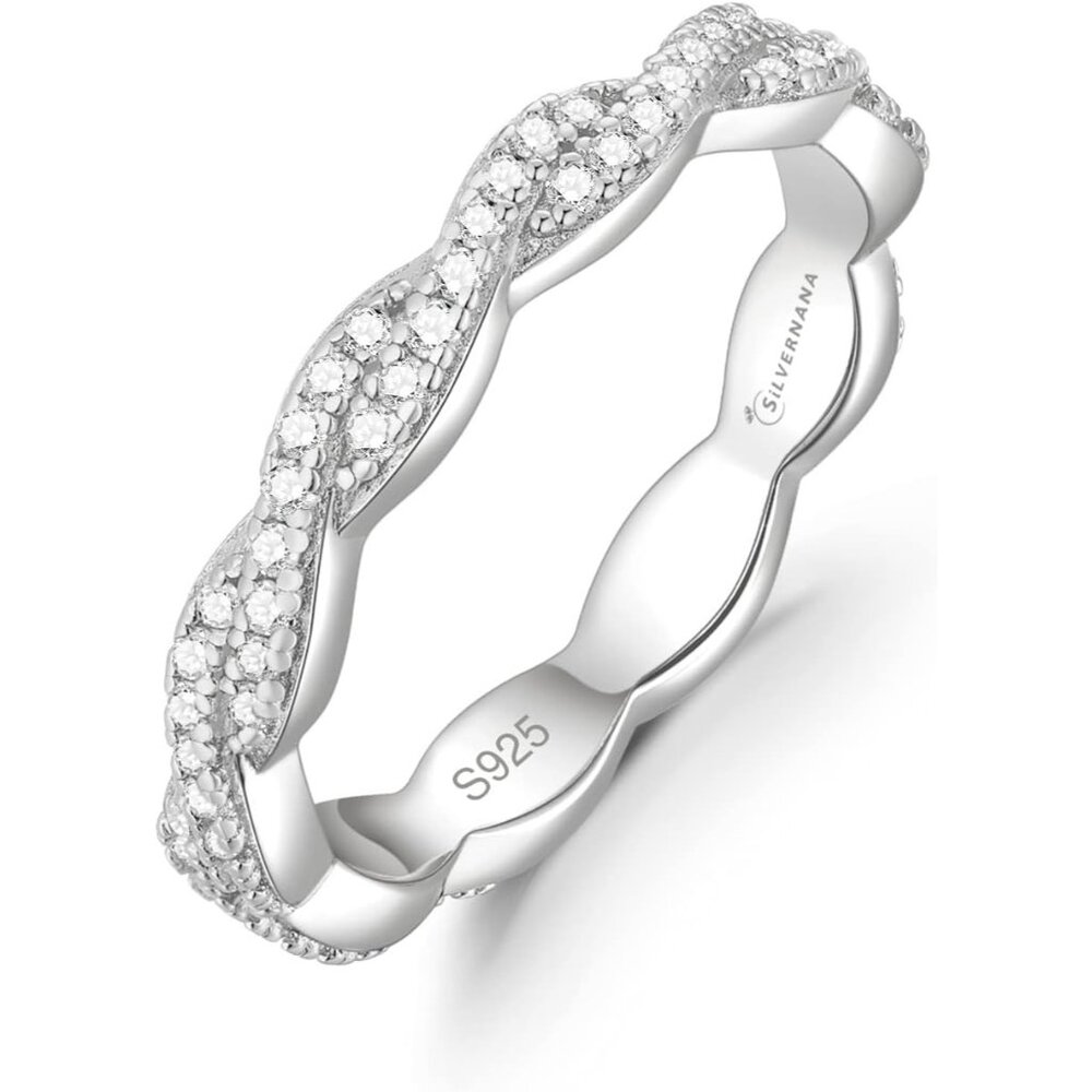 Women Stackable Eternity 925 Sterling Silver Wedding Ring
